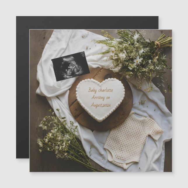Rustic wildflower pregnancy announcement keepsake  (Fram/baksida)