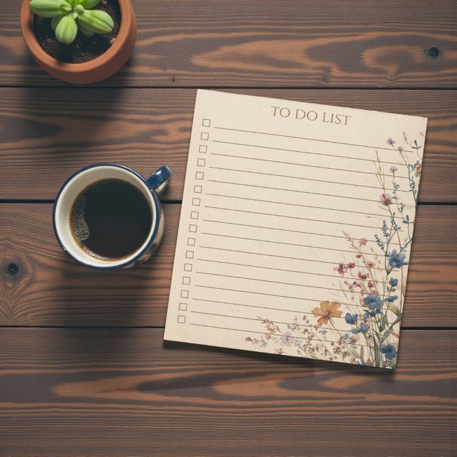 Rustic Wildflower To Do List Teacher Nature Gift Anteckningsblock (Rustic Wildflower To Do List Teacher Nature Gift Notepad)