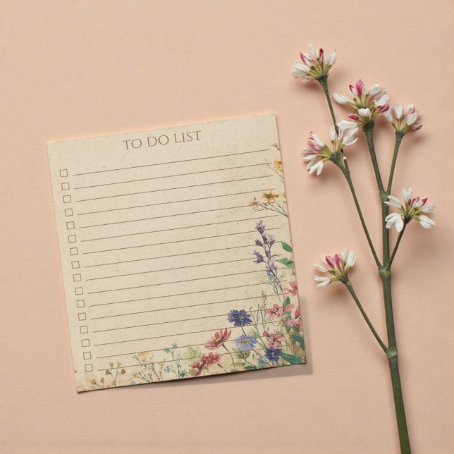 Rustic Wildflower To Do List Teacher Nature Gift Anteckningsblock (Rustic Wildflower To Do List Teacher Nature Gift Notepad)