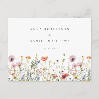 Rustic Wildflower Wedding RSVP Vykort