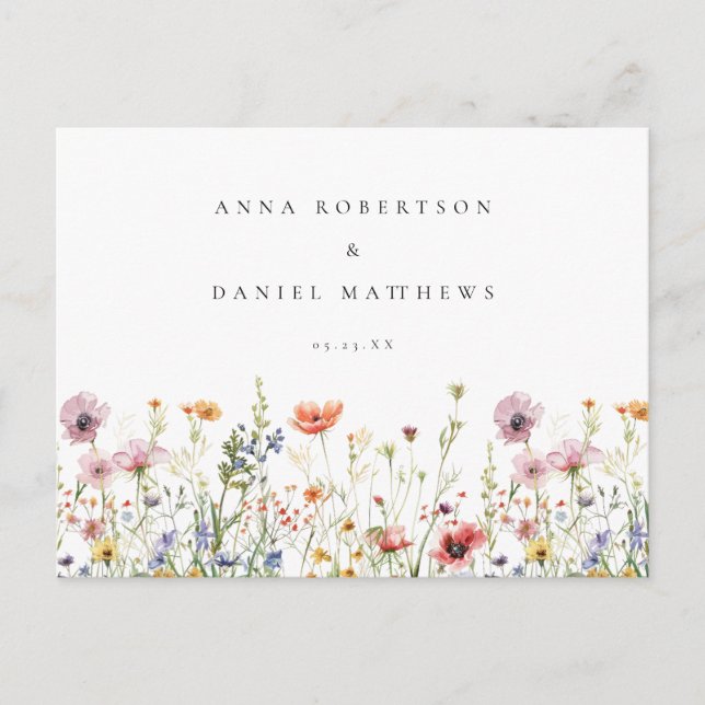 Rustic Wildflower Wedding RSVP Vykort (Framsida)