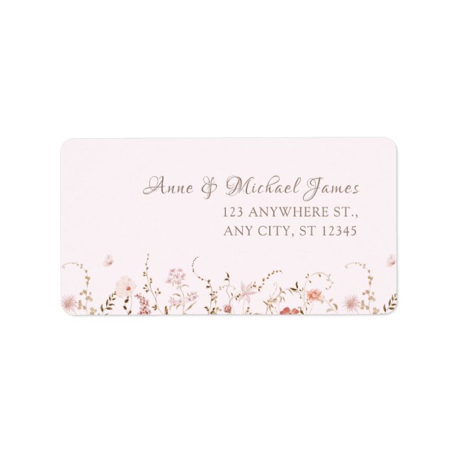 Rustic Wildflowers with Photo Boho Country Floral Adressetikett (Framsidan)