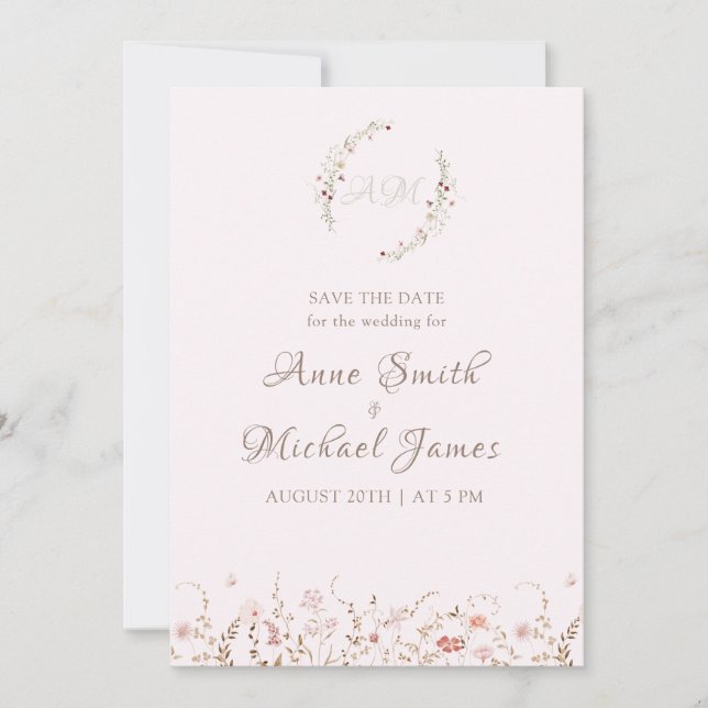 Rustic Wildflowers with Photo Boho Country Floral Spara Datumet (Framsida)