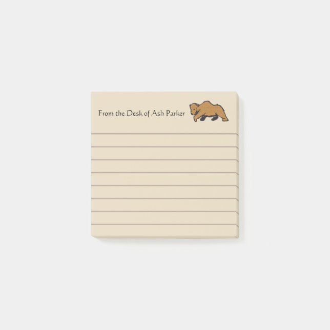 Rustic Wildlife Grizzly Bear Post-it Block (Framsida)