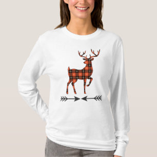 Rustic Wildlife Red Black Guld Play Hjort T Shirt