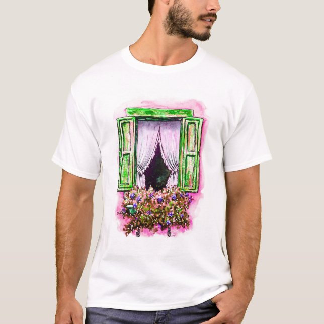 Rustic Windows: Vattenfärgssketch Provance. T Shirt (Framsida)