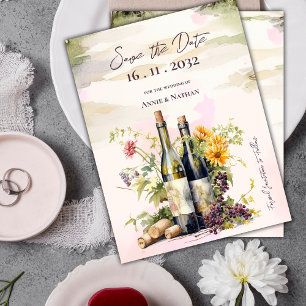 Rustic Winery Chic Grapevine-Inspired Bröllop Meddelande Vykort