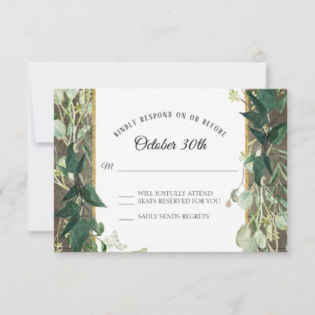 Rustic Winery Eucalyptus Löv Foliage Wood OSA Inbjudningar (Framsida)