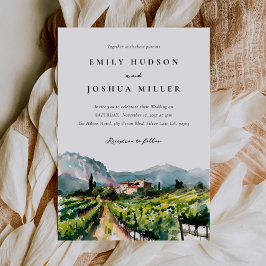 Rustic Winery liggande Bröllop Inbjudningar