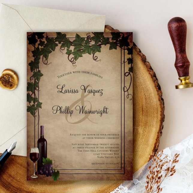 Rustic Winery Vineyard Wedding bjudande Inbjudningar (Skapare uppladdad)