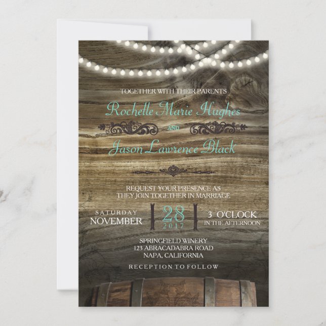 Rustic Winery Wedding bjudande Inbjudningar (Framsida)