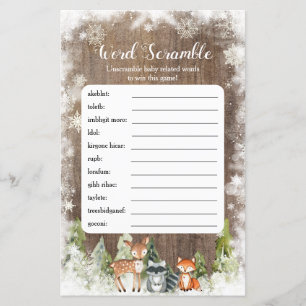 Rustic Winter Animals Woodland Baby Ord Scramble