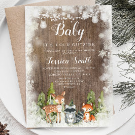 Rustic Winter Animals Woodland Boy Shower Inbjudningar