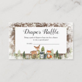 Rustic Winter Animals Woodland Diaper Raffle Tilläggskort