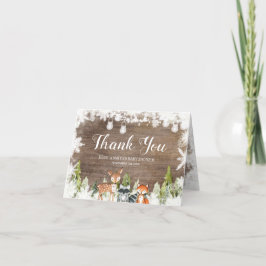 Rustic Winter Animals Woodland Foldad Tack Kort