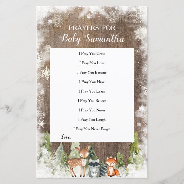 Rustic Winter Animals Woodland Prayers for Baby (Framsida)