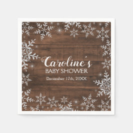 Rustic Winter Baby Shower Glitter Snöflingor Pappersservett