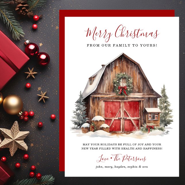 Rustic Winter Barn jul Julkort (Skapare uppladdad)