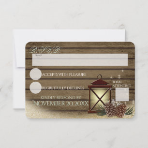 Rustic Winter Barn Wood och Lantern Response OSA Kort