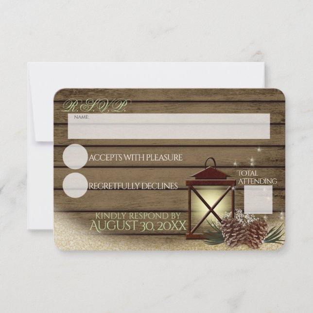 Rustic Winter Barn Wood och Lantern Response OSA Kort (Framsida)