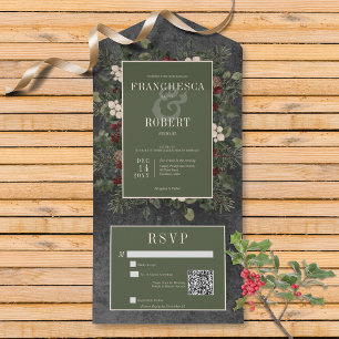 Rustic Winter Berries & Gräs Black QR-kod