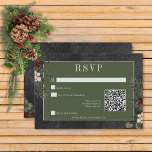 Rustic Winter Berries & Gräs Black QR-kod OSA Kort<br><div class="desc">Vi presenterar vårt fantastiska vintersvarskort med QR-kod, där tidlös elegans passar säsongens skönhet. Den svarta bakgrunden i riken, som är artificiellt plågad med mjuka vita accenter, anger en fängslande ton för din speciella dag. I textområdet mörk sage grönt visas dina bröllop-uppgifter, omgivna av en delikat kräm ram som tillför lite...</div>