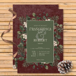 Rustic Winter Berries & Gräs Burgundy Bröllop Inbjudningar<br><div class="desc">Vi presenterar vår fantastiska inbjudan till vinterbröllop, där tidlös elegans möter säsongens skönhet. Rikens burgniga bakgrund, som är artificiellt plågad med mjuka vita accenter, anger en fängslande ton för din speciella dag. I textområdet mörk sage grönt visas dina bröllop-uppgifter, omgivna av en delikat kräm ram som tillför lite förfining. Förbered...</div>