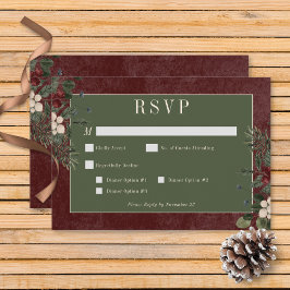 Rustic Winter Berries & Gräs Burgundy Dinner OSA Kort