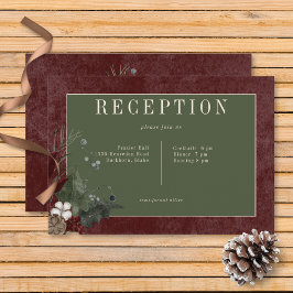 Rustic Winter Berries & Gräs Burgundy Reception Tilläggskort