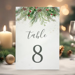 Rustic Winter Berries Gräs Cone Greenery Bröllop Bordsnummer<br><div class="desc">Vackert bordsnummer bröllop med handmålade botaniska vattenfärgbilder av vintergrönt,  gräs och grenar,  koner och häckbär. Valet av perfekt för vinter eller jul helgdag kallat bröllop.</div>
