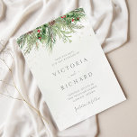 Rustic Winter Berries Gräs Cone Greenery Bröllop Spara Datumet<br><div class="desc">Vackert Spara datumkortet med handmålade botaniska vattenfärgbilder av vintergröna,  gräs och grisen grenar,  koner och häckbär. Valet av perfekt för vinter eller jul helgdag kallat bröllop.</div>