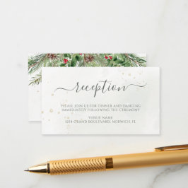 Rustic Winter Berries Gräs Cone Greenery Bröllop Tilläggskort