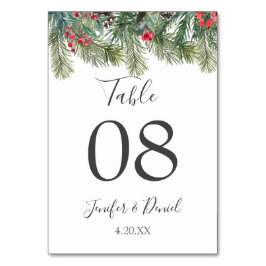 Rustic Winter Berry Gräs Greenery Bröllop Bordsnummer