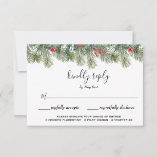 Rustic Winter Berry Gräs Greenery Bröllop OSA Kort