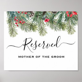 Rustic Winter Berry Gräs Greenery Bröllop Poster