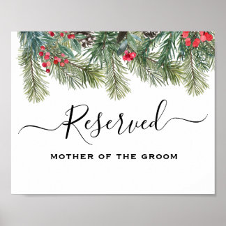 Rustic Winter Berry Gräs Greenery Bröllop Poster