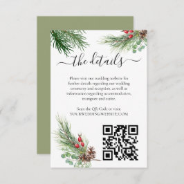 Rustic Winter Berry Gräs Greenery Bröllop Tilläggskort