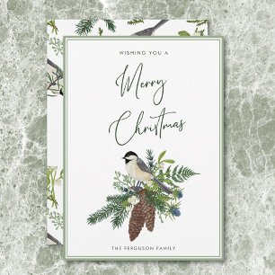 Rustic Winter Bird & Gräs Spray-jul Julkort