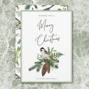 Rustic Winter Bird & Gräs Spray-jul Julkort