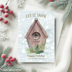 Rustic Winter Bird Låt det snöa Helgdag Card Julkort