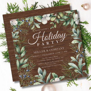 Rustic Winter Blommigt Corporate Julfest Inbjudningar