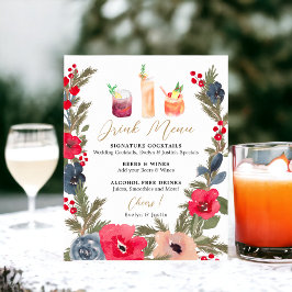 Rustic Winter Blommigt Watercolor Bröllop Drink Me Poster