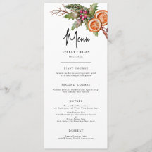 Rustic Winter Botanical Bröllop Menu