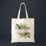 Rustic Winter Botanical Bröllop Välkomsthantbok Tygkasse<br><div class="desc">Välkomna bröllopsfesten och gästerna till bröllop helg med den här söt personligen i väskan. Bron och namn är skrivna i stor traditionell text, medan ditt välkomnande påstående är skrivet i ett trendig-skript. Konstruktionen är på båda sidor om säcken. Perfekt för ett vinterbröllop. I den botaniska utformningen ingår klövar och röda...</div>