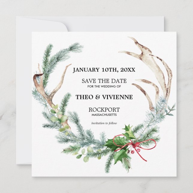 Rustic Winter Botanical Spara datumet (Framsida)