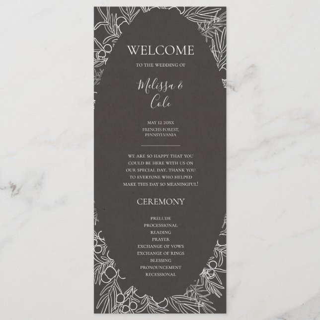 Rustic Winter | Bröllopsprogram av kol Program (Framsida)