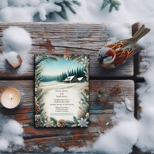 Rustic Winter Cabin-bröllopsinbjudan Inbjudningar