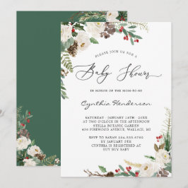Rustic Winter Eucalyptus Blommigt Baby Shower Inbjudningar