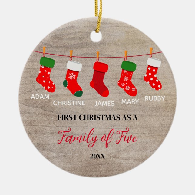 Rustic Winter-familjen med fem socklar för prydnad Julgransprydnad Keramik (Framsidan)