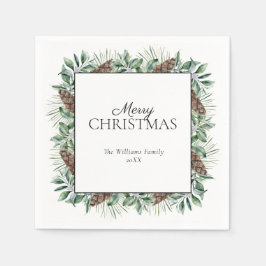 Rustic Winter Fir Cone God jul Pappersservett